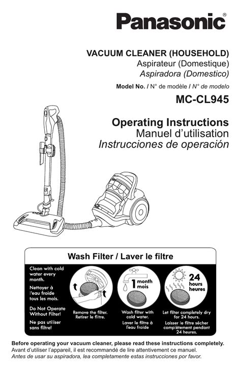 Panasonic Mccl945 Jetforce Plush Pro Bagless Canister Vacuum Use And