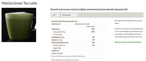 Starbucks Matcha Green Tea Powder Nutrition Facts Besto Blog