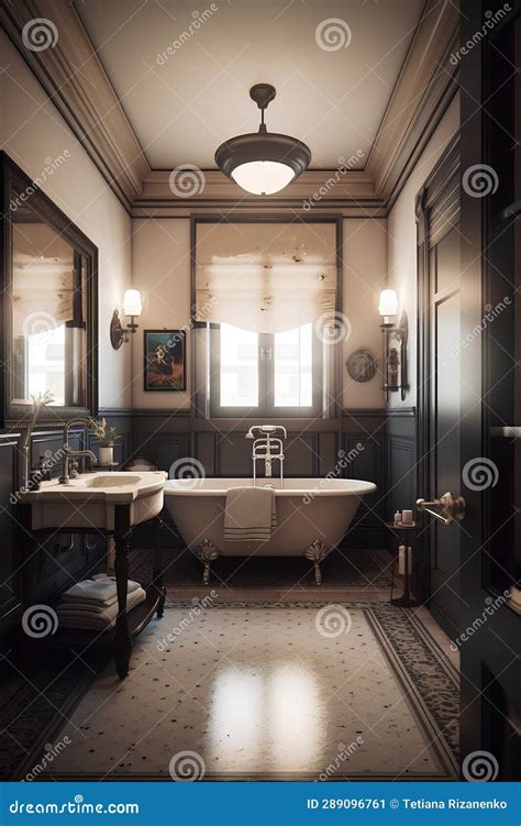 Victorian Style Interior of Bathroom in Luxury House Stock Illustration ...