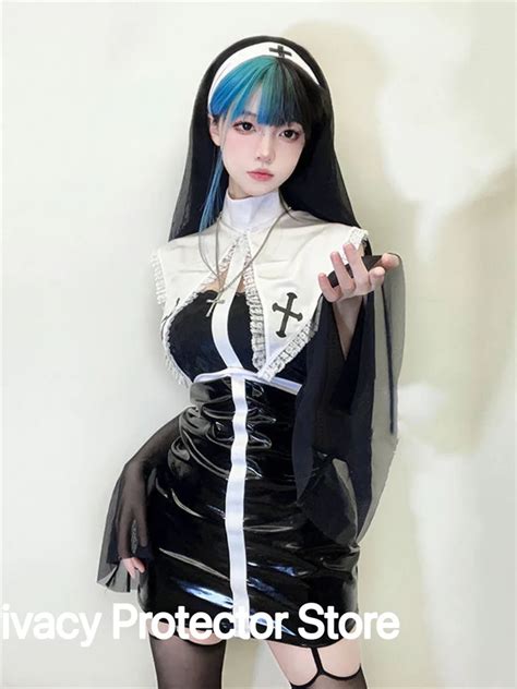 Nun Cosplay Costume Women Fancy Dress Set Halloween Party Role Play