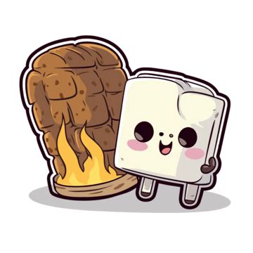 Smores Clipart Kawaii Personagens Fofos Smore Desenho Animado Vetor PNG