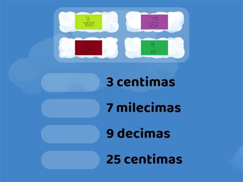 Fracciones Decimales Une Las Parejas