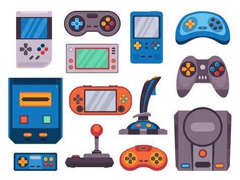 Consola De Juegos Retro Iconos De Joystick De Videojuegos De Dibujos