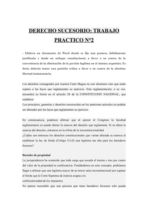 Derecho Sucesorio Tp Derecho Sucesorio Trabajo Practico N