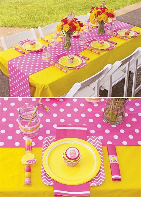 Pink And Yellow Lemonade Birthday Party Tablescape Lemonade Party Theme