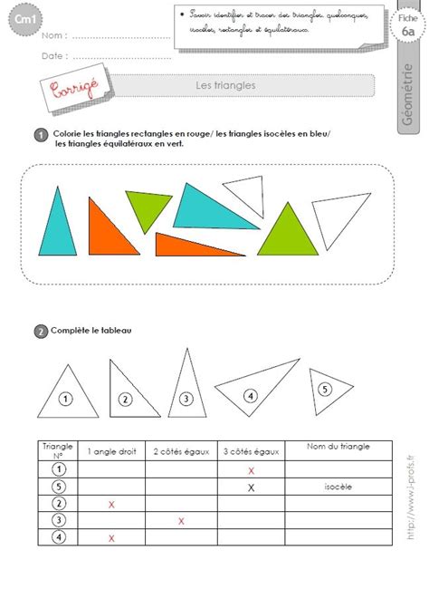 Cm Exercices Les Triangles Isoceles Equilateral Rectangle