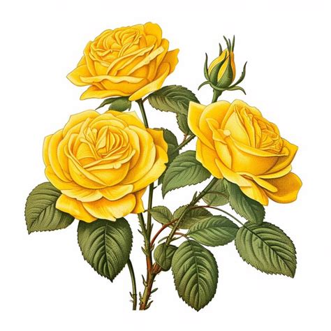 Premium Photo A Yellow Rose Flower With Green Leaves Generative Ai