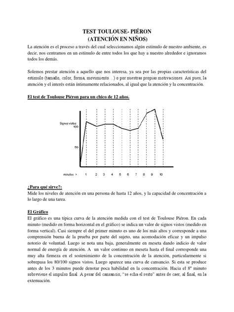 Test De Atención Toulouse Pierón Para Niños Pdf Cognición Ciencia Cognitiva