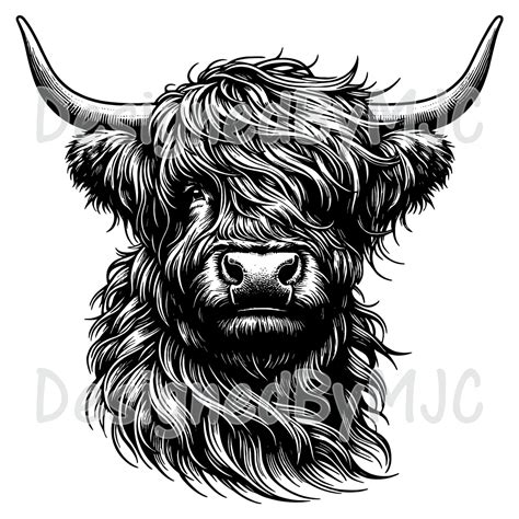 Highland Cow Svg Clipart And Png Files Highland Cow Head Vector Cut