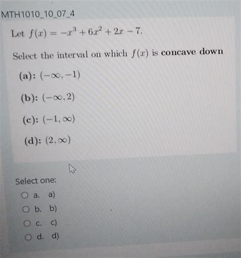 Solved The Function Fx2x3−3x2−12x11 Has One Local