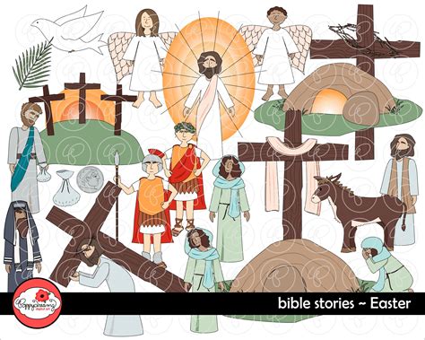 Bible Stories Easter Clipart Set By Poppydreamz Bible Biblical Jesus Resurrection Clip Art