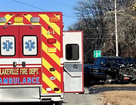 Lakeville Firefighters Respond To Collision Between Two Pickup Trucks