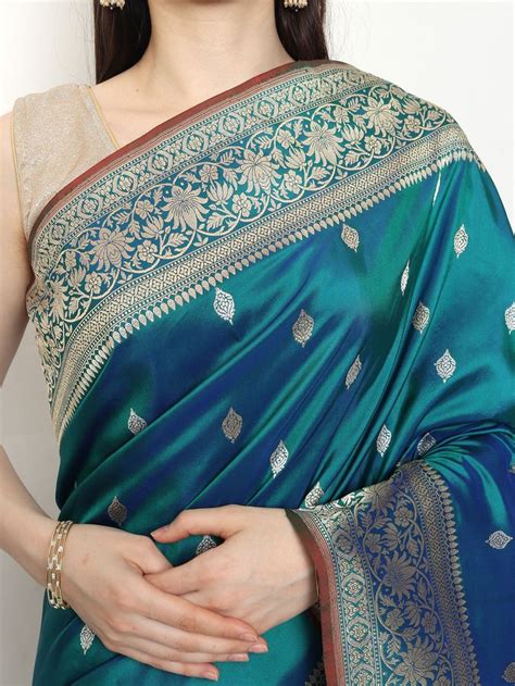 Dual Shade Pure Katan Silk Handwoven Banarasi Saree In 2023 Banarasi