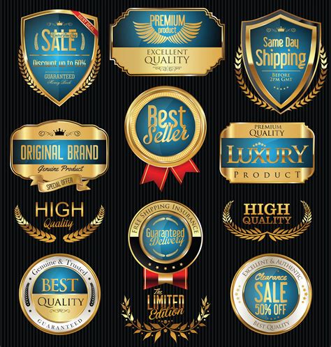 Luxury Premium Golden Badges And Labels 436150 Vector Art At Vecteezy