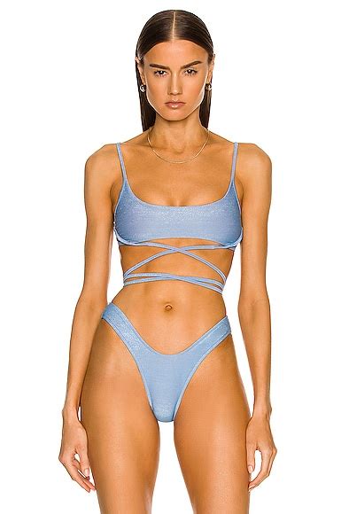 Monica Hansen Beachwear Lurex Underwire Tube Bikini Top In Blue Lurex