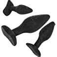 Belmalia 3X Anal Plug with Stable Foot Silicone Triple Set Ø 30 Ø 40 Ø 45 mm Butt Plug Black