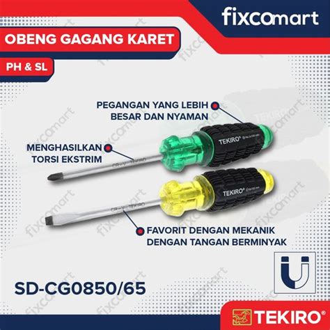 Jual Tekiro Obeng Gagang Karet Plus PH2 X 100 Mm Obeng Kembang Di