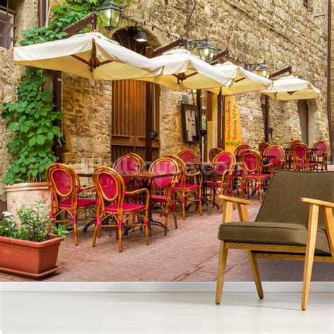 Old Town Cafe, Italy Wallpaper | Wallsauce UK