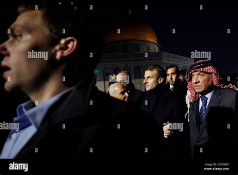 The Dome Of The Rock Is Seen In The Background As French President