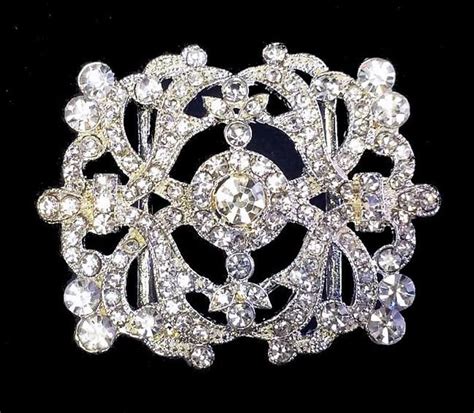 Wedding Rhinestone Belt Buckle Silver Plated Metal 2 34 Etsy