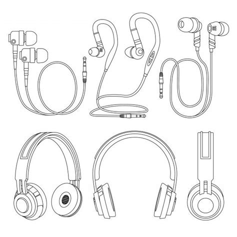 Esquema De Auriculares Auriculares Inal Premium Vector Freepik