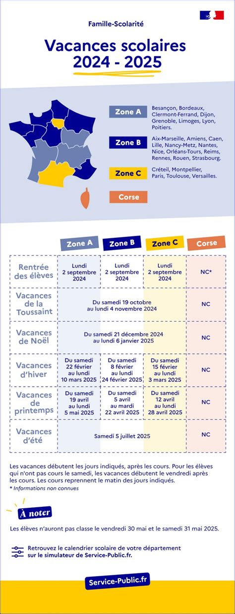 Carte Vacances Scolaires Quel Est Le Calendrier Officiel Des Congés Pour Lannée 2024 2025