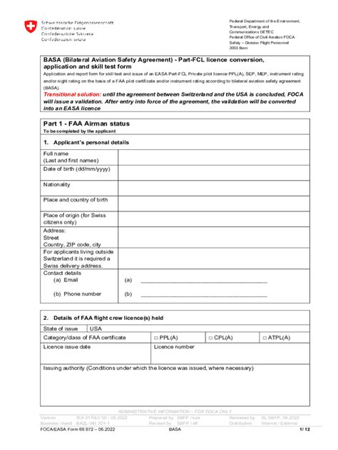 Fillable Online Basa Bilateral Aviation Safety Agreement Part Fcl