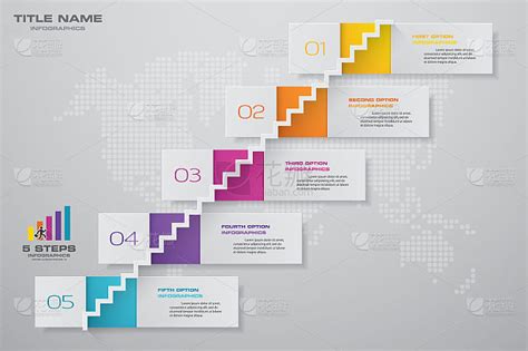 5 Steps Staircase Infographic Element For Presenta