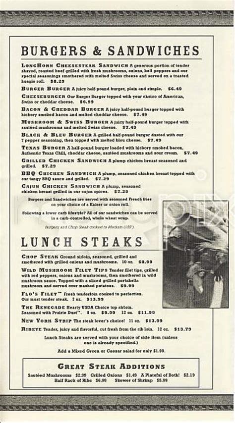 Menu Of Longhorn Steakhouse In Cypress Tx 77433