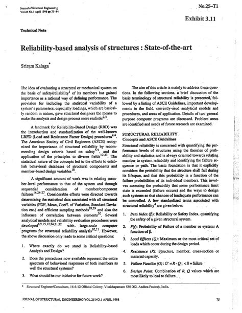 Pdf Reliability Based Analysis Of Structures State Of The Art