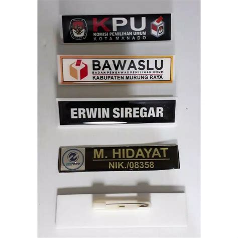 Jual Name Tag Nama Dada Papan Nama Akrilik Custom Satuan Proses Cepat