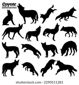 Coyote Silhouette Vector Illustration Set Stock Vector (Royalty Free ...