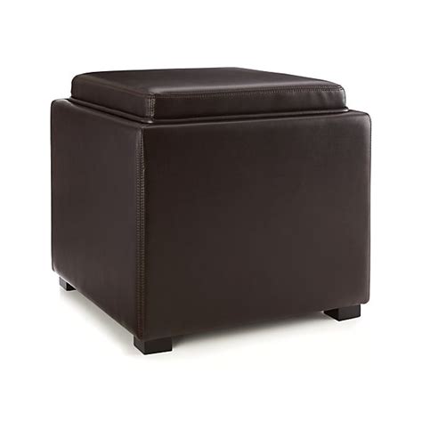 Stow Chocolate 17 Leather Storage Ottoman In Ottomans And Cubes Crate