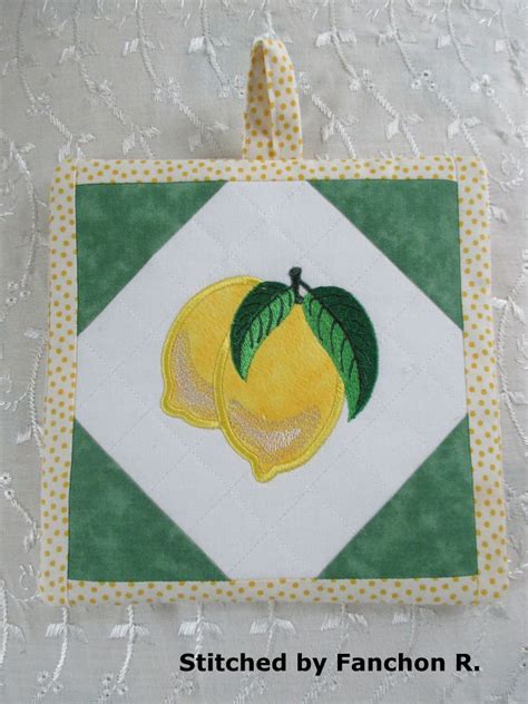 Lemon Potholder Omas Place Machine Embroidery Designs