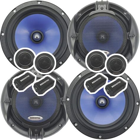 2 Pairs Audiotek 65c 2000w 6 5 Inch 2 Way Car Audio Component Speaker System 6 1 2in Aluminum