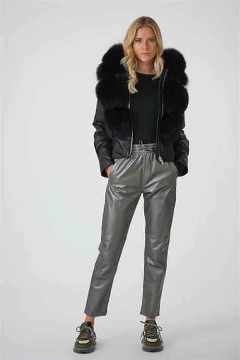 Blouson Cuir Et Fourrure Noir Flo Clo MIRELLA Black Cesare Nori