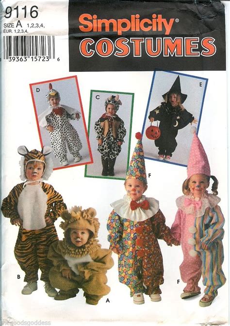 Cute Kid Costumes To Make Simplicity 9116 Tiger Clown Lion Cow Witch