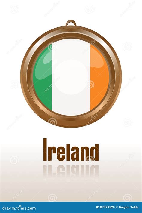 Gold Medallion With The Flag Of Ireland Stock Vector Illustration Of