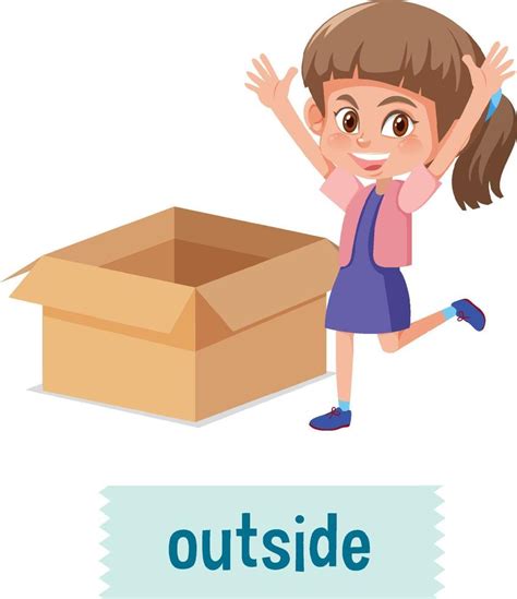 Preposition Of Place With Cartoon Girl And A Box 7011965 Vector Art At