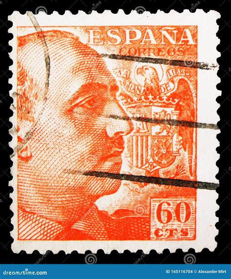 Postage Stamp Printed In Spain Shows General Franco Serie Circa