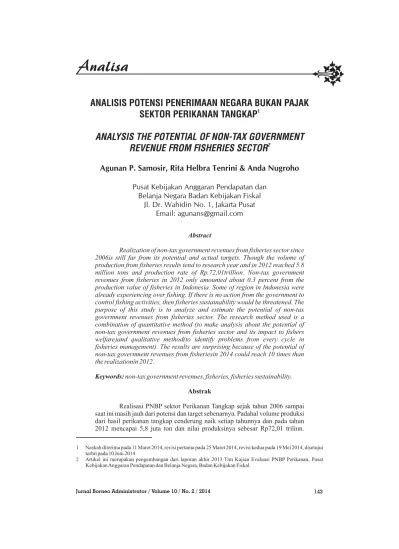 ANALISIS POTENSI PENERIMAAN NEGARA BUKAN PAJAK 1 SEKTOR PERIKANAN