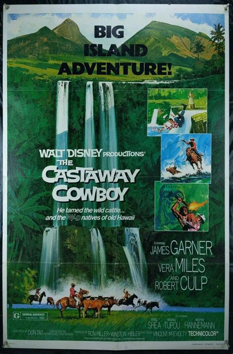 CASTAWAY COWBOY Movie Poster 1974 Authentic 1Sheet James Garner Disney ...