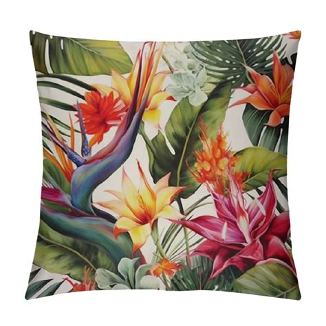 Creowell Abstract Tropical Floral Throw Pillow Covers Blossom Botanical