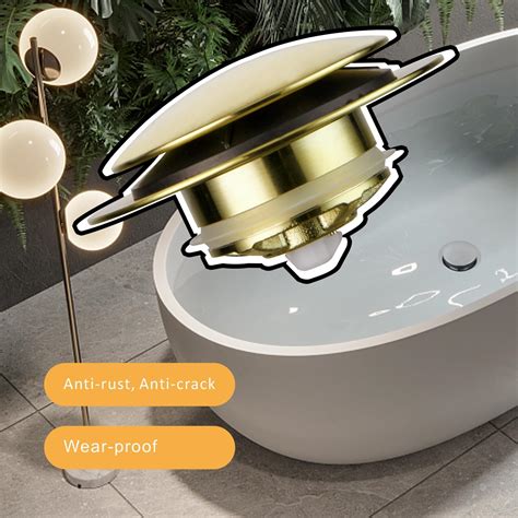 Snapklik Brushed Gold Tub Drain Stoppers Wellup Universal Pop Up