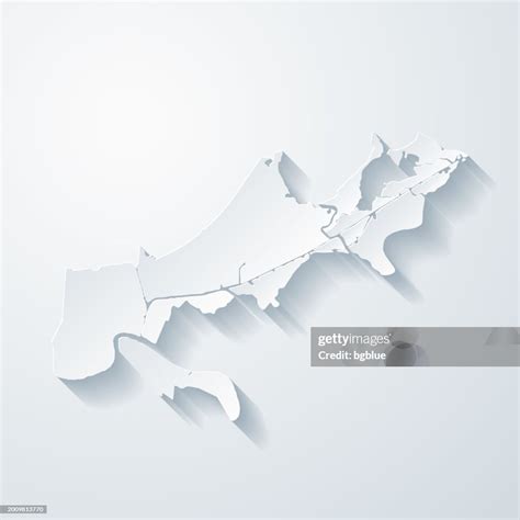 Orleans Parish Louisiana Map With Paper Cut Effect On Blank Background