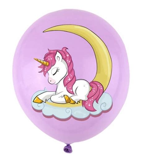 Balon Klasyczny z Nadrukiem na URODZINY JEDNOROŻEC 10 szt Unicorn