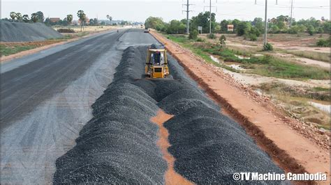 Powerfull Komatsu Stronger Dozer Spreading Gravel Building Big Road