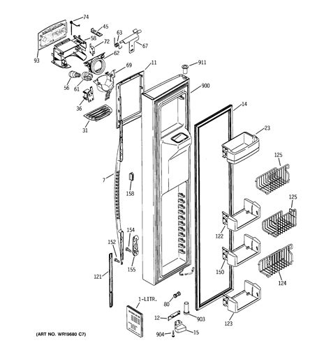 Assembly View For FREEZER DOOR PCE23NGTDFBB