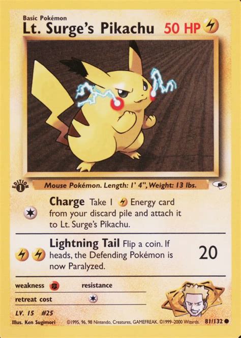 Lt Surges Pikachu Pokemon Card Price Guide Sports Card Investor