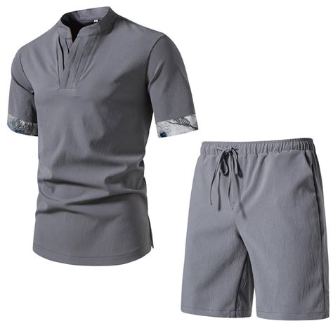 Peaskjp Workout Short Sets For Men Mens Shirts Suits Summer Vacation